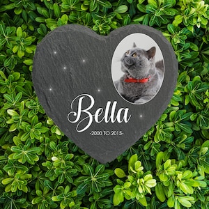 Placa memorial personalizada para animais de estimação, cão, gato, pedra de ardósia, coração, pata, marcador de sepultura, personalizado, impresso, nome, data