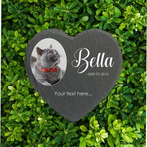 Placa memorial personalizada para animais de estimação, cão, gato, pedra de ardósia, coração, pata, marcador de sepultura, personalizado, impresso, nome, data