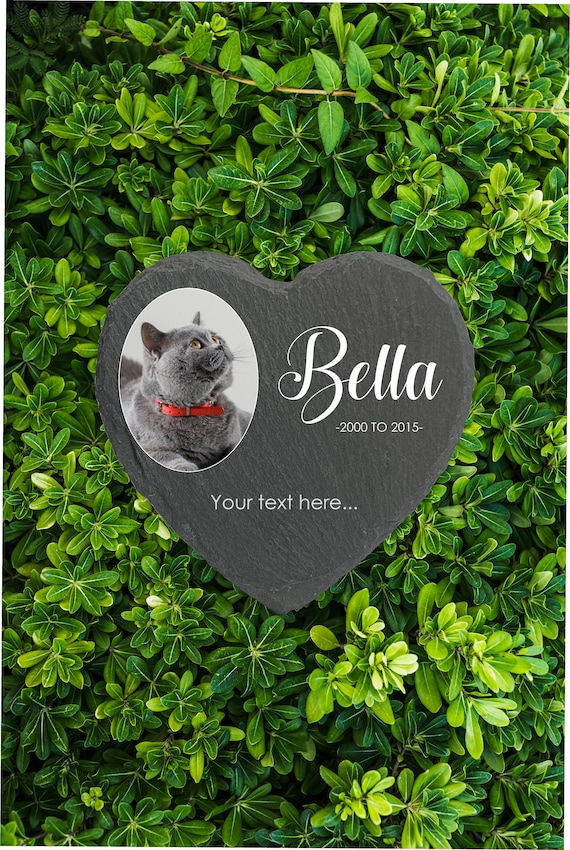 Memorial Plaque For Pet Cat Dog Slate Stone Heart Shape Paw Grave Marker Personalised Custom Printed Name Date 2020