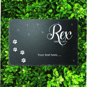 Placa memorial personalizada para animais de estimação, cão, gato, pedra de ardósia, coração, pata, marcador de sepultura, personalizado, impresso, nome, data