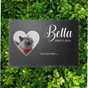 Placa memorial personalizada para animais de estimação, cão, gato, pedra de ardósia, coração, pata, marcador de sepultura, personalizado, impresso, nome, data