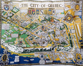 City of Quebec 1932 Historical Map by S.H. Maw, Librairie Garneau Publication