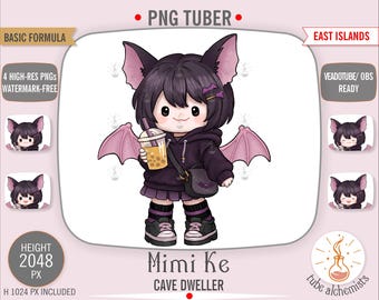 Bat Girl PNGTuber | Kemonomimi Avatar | Kawaii Veadotube Mini | Mimi Ke Anime Streamer | Digital Download