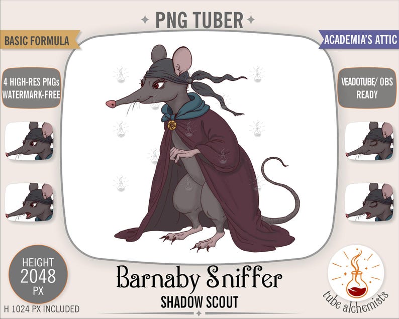 PNG tuber | Shadow Scout | Veadotube Mini OBS | Dark Academia Character | Barnaby Sniffer Digital Download image 1
