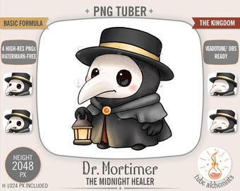 Dr. Mortimer Plague Doctor PNGTuber | Midnight Healer Character | Gothic Veadotube Mini | Digital Download