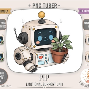 Pip PNGTuber Avatar | Retro Robot Emotional Support Unit (Digital Download)