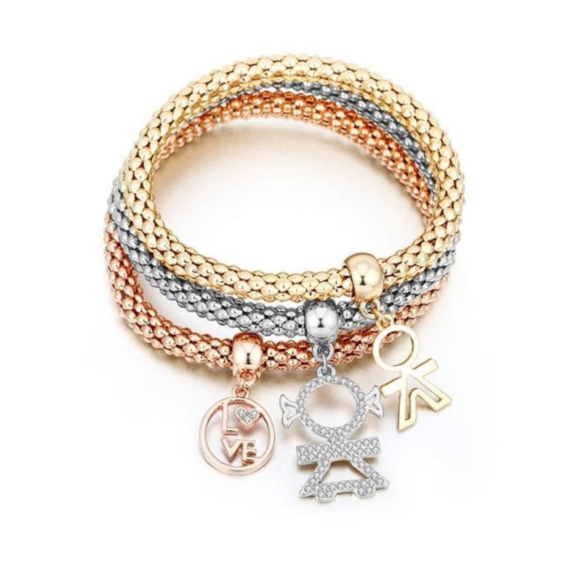 Mother/'s Day gift Heart Style Bracelet Women jewelry 3Pcs Tree of Life Bracelet Musical Note Love Boy and Girl Charm Bracelet