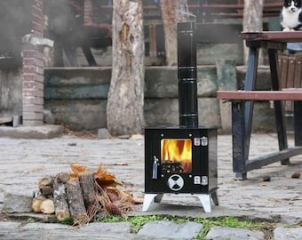 Camping Holz Zelt Herd Wohnwagen Holz Kaminofen kleines Haus Emaille beschichtet hitzebeständig Glas Vatertag Geschenk Weihnachtsgeschenk