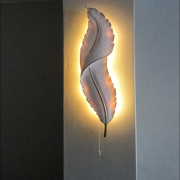 Father's Day Gift Feather Led Sconce Wall Lamp Home Decor Valentine's Day Gift