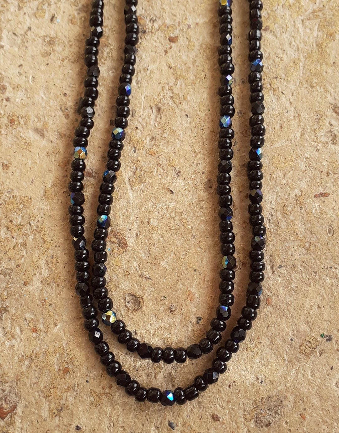 Textured Long Necklace in Black main image 0