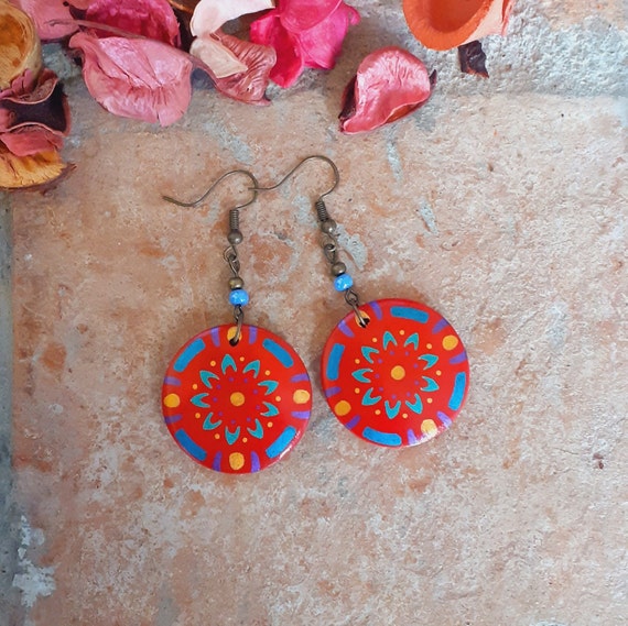 Painted Sunflower Wooden Earrings – McAdams Design Company