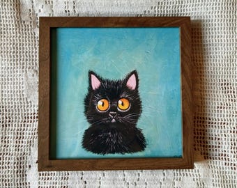 Black cat art print, cat face print on paper, funny black cat print, gift for cat lovers, decoration