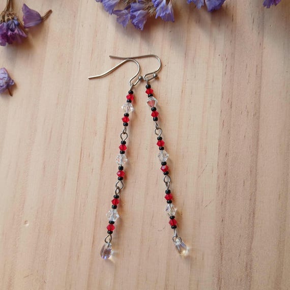 Pendientes largos elegantes con cuentas Swarovski y acero inoxidable, pendientes brillantes de cuentas Swarovski para ocasiones especiales