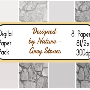 Designs by Nature: Grey Stones Paper - 8 1/2 x 11 - 8 Pages - 300dpi