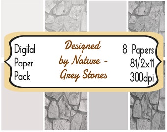 Designs by Nature: Grey Stones Paper - 8 1/2 x 11 - 8 Pages - 300dpi
