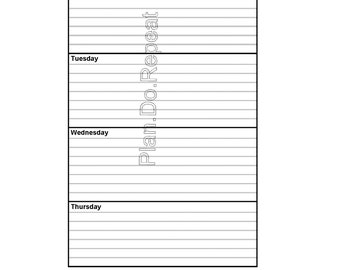 2 Page Weekly Spread - Use for Junk Journals, Composition Notebook, Bullet Journal, or Planner!