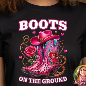 Where Them Fans At, Cowboy, Cowgirl, Pink Rose, Boots on The Ground, Country Line Fan Dance, Ready To Press DTF Transfer