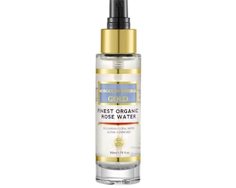 Bio Rosenwasser Gesichtswasser - Natürliches feuchtigkeitsspendendes Gesichtsspray, marokkanisches bulgarisches Rosenwasser, beruhigender Gesichtswasser, handgefertigte Hautpflege aus Großbritannien