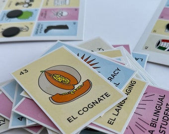 Loteria Mexican Bingo Game Emergent Bilingual Dual Language Education Biliteracy Workshop Activity for Educators and Students