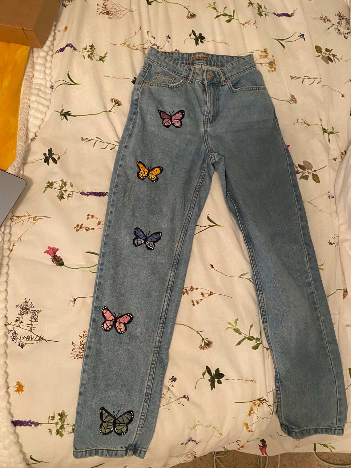 Hand embroidered butterfly jeans x Etsy