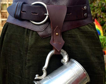 Oiled Full Grain Leather Mug Strap: Medieval Tankard Holder