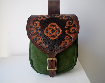 Celtic Pouch of Possibilities l Bag Of Holding l LARP belt bag l Handmade Leather Re-enactment and Medieval Style Bag