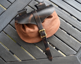 Handmade Leather Medieval Belt Pouch: LARP Re-enactment Hip Bag