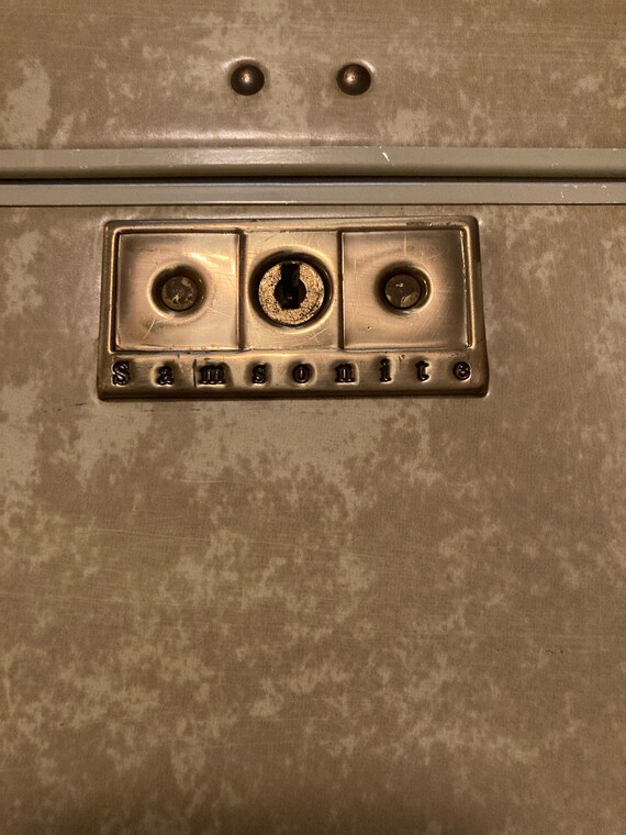 Vintage Samsonite Marbled Tan Train Case Gem