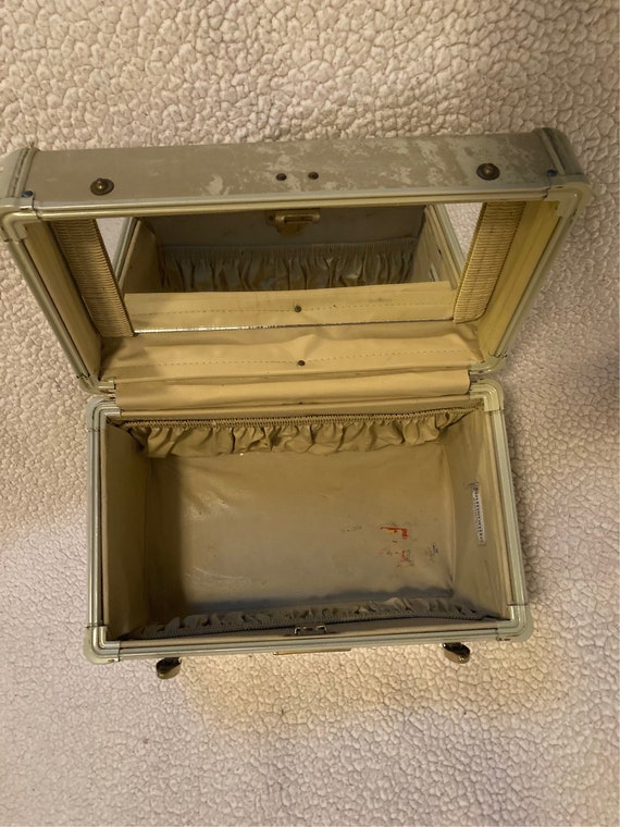 Vintage Samsonite Marbled Tan Train Case Gem