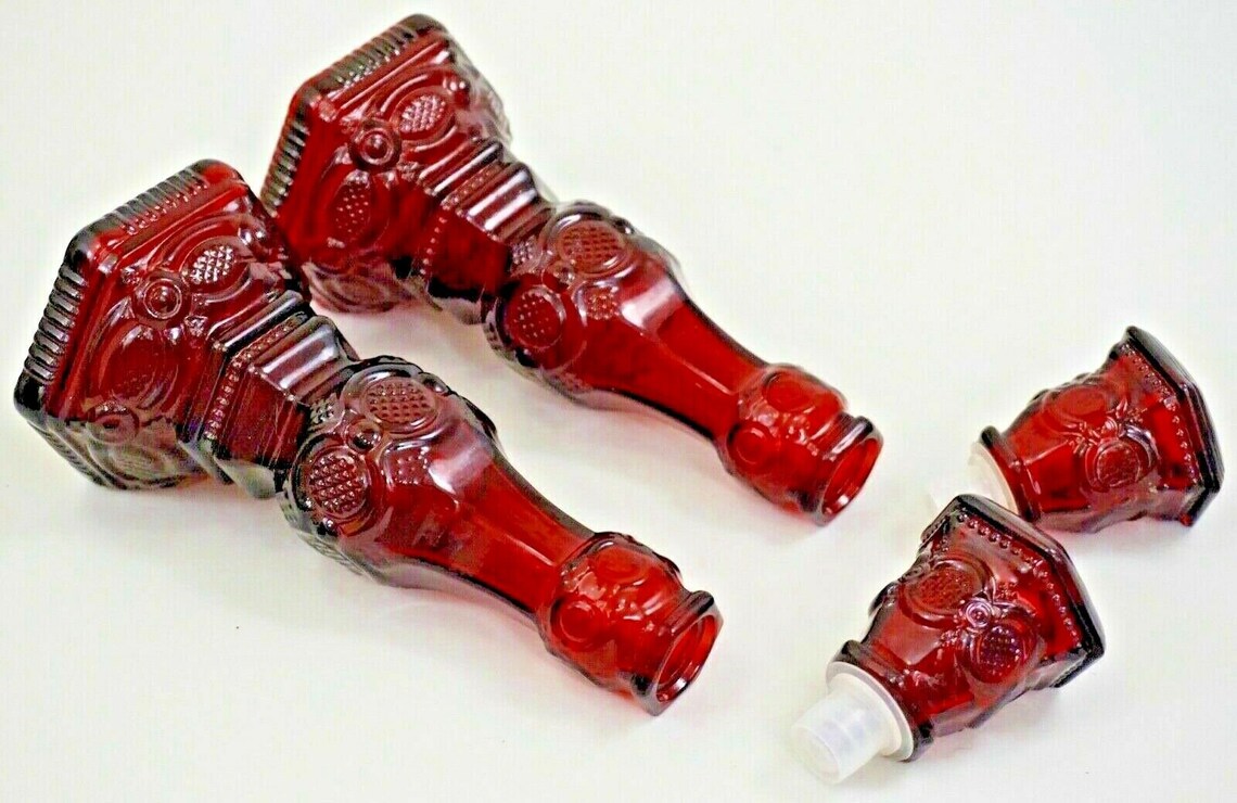 Vintage Avon Candle holders pair red glass 1876 Cape Cod Etsy