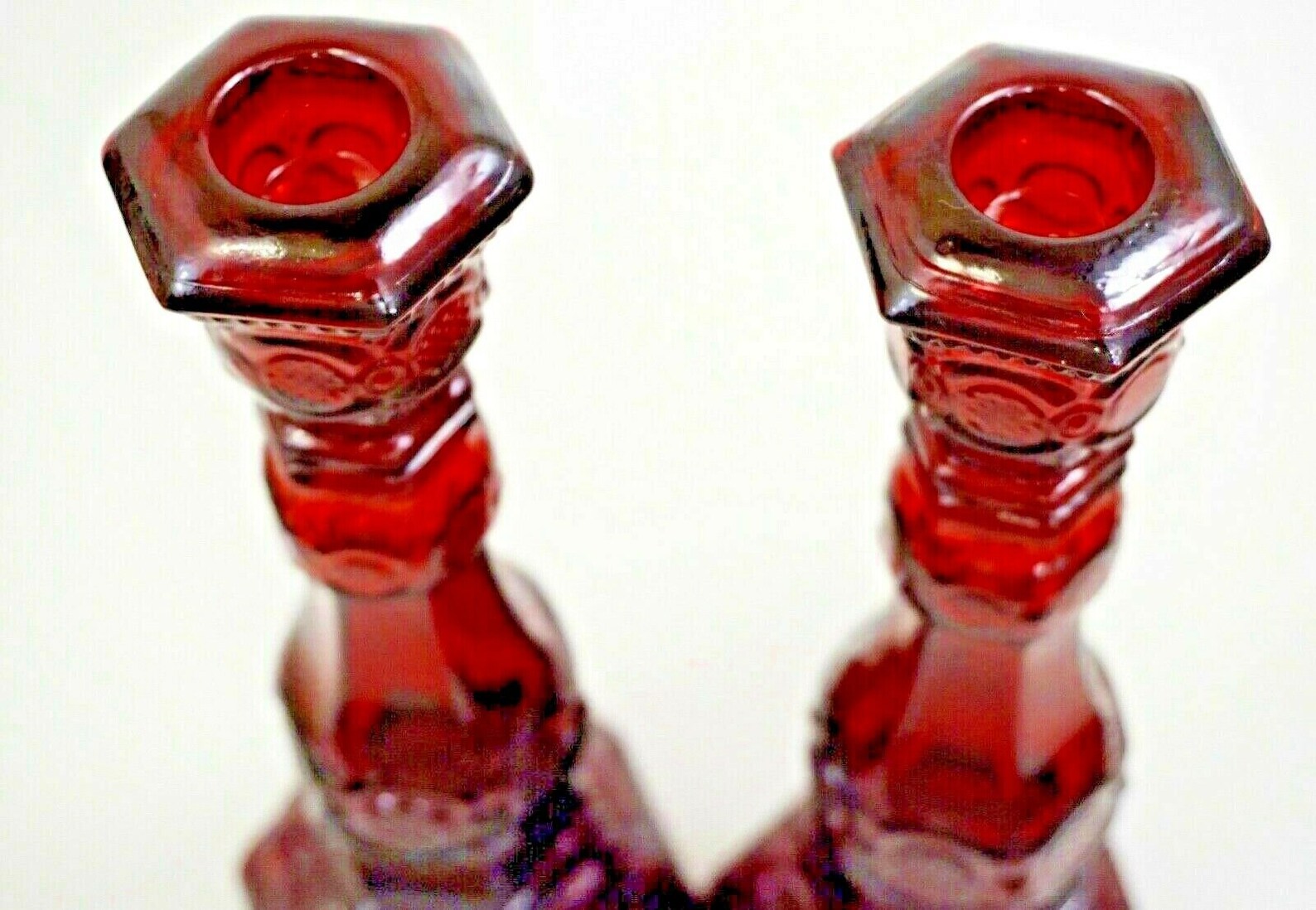 Vintage Avon Candle holders pair red glass 1876 Cape Cod Etsy