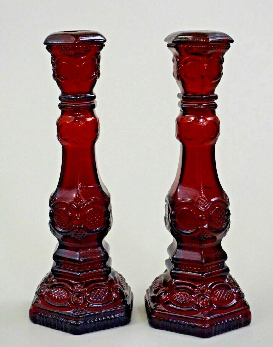 Vintage Avon Candle holders pair red glass 1876 Cape Cod Etsy