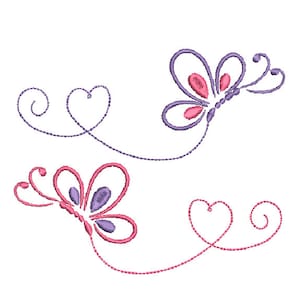 Butterflies with heart swirl Embroidery Design