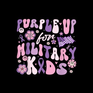 Purple Up For Military Kids Cute Groovy Military Child Month Digital PNG