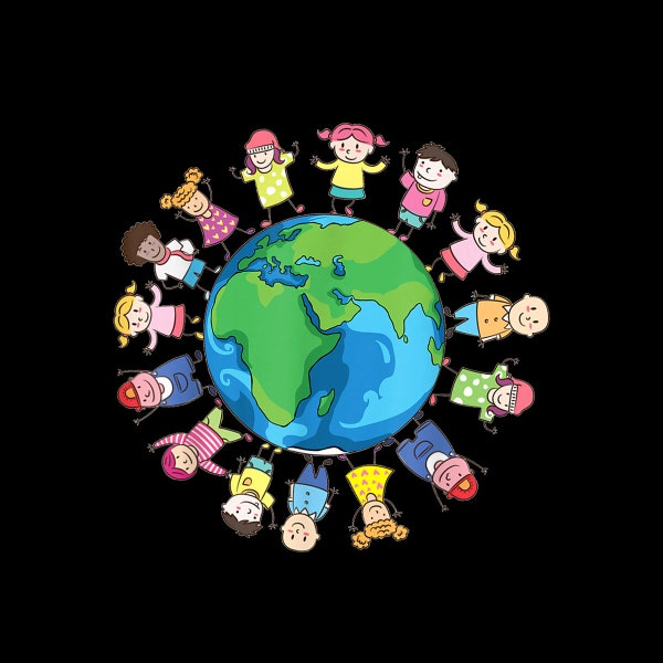 Happy Earth Day Children Around the World Tee Digital PNG