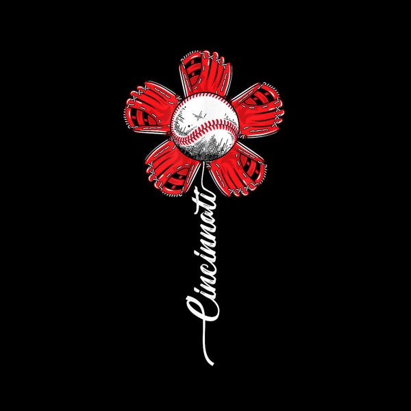 Cincinnati Baseball Flower I Love Cincinnati Baseball Spirit Digital PNG