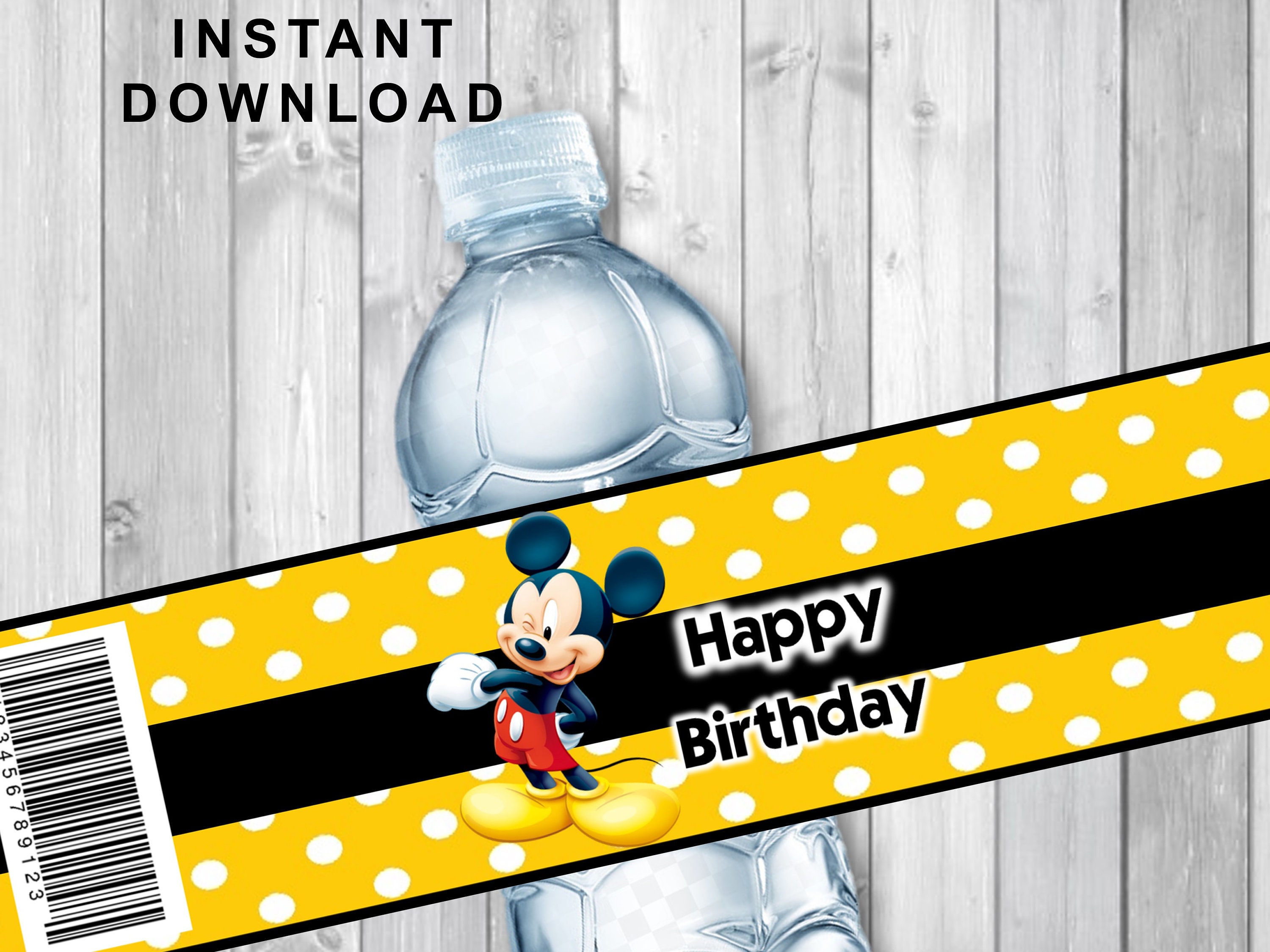Micky mouse Water Bottle Label Printable mickey mause Water | Etsy