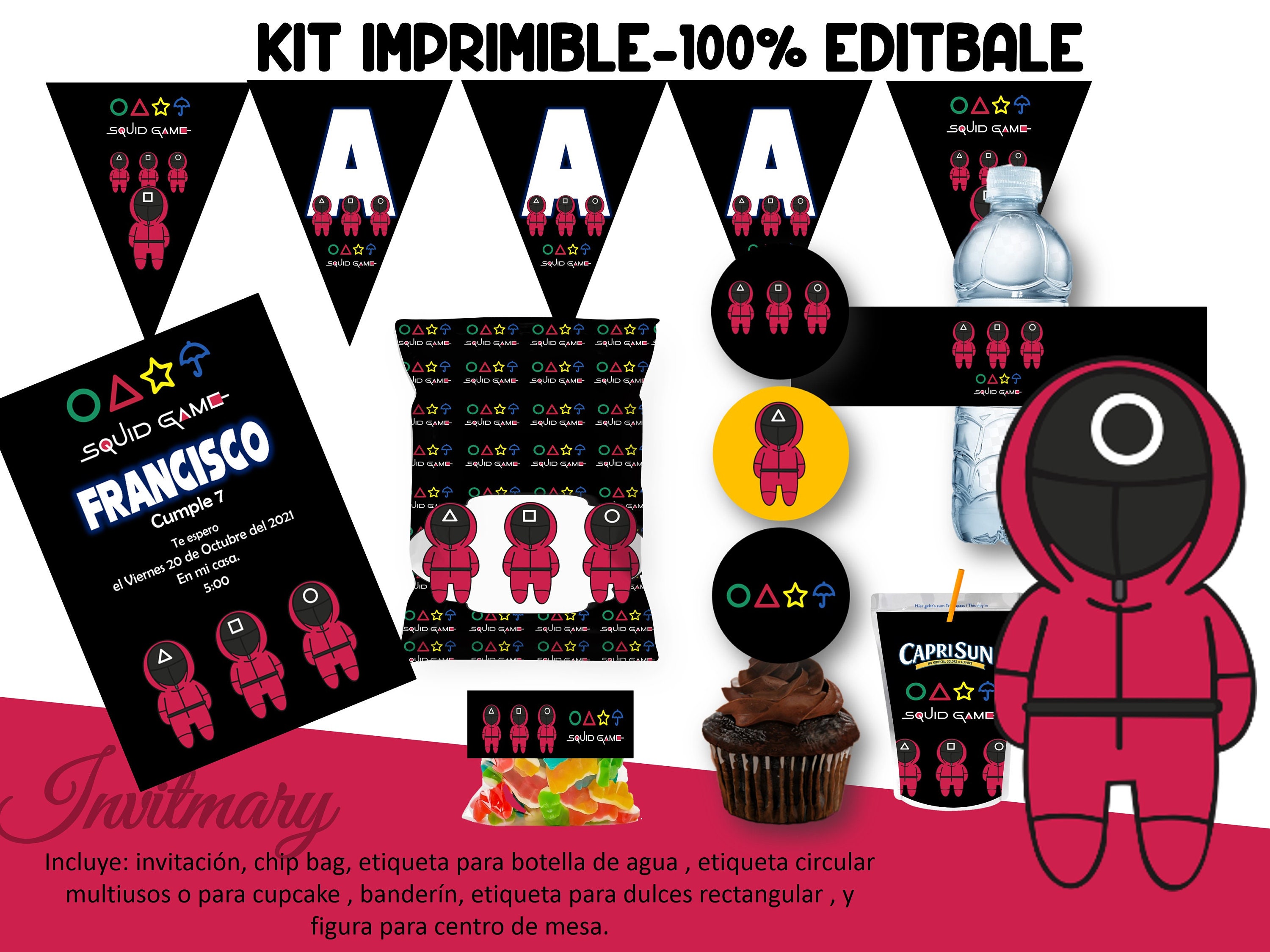 100% Editable Printable Kit Squid Game Download - Etsy
