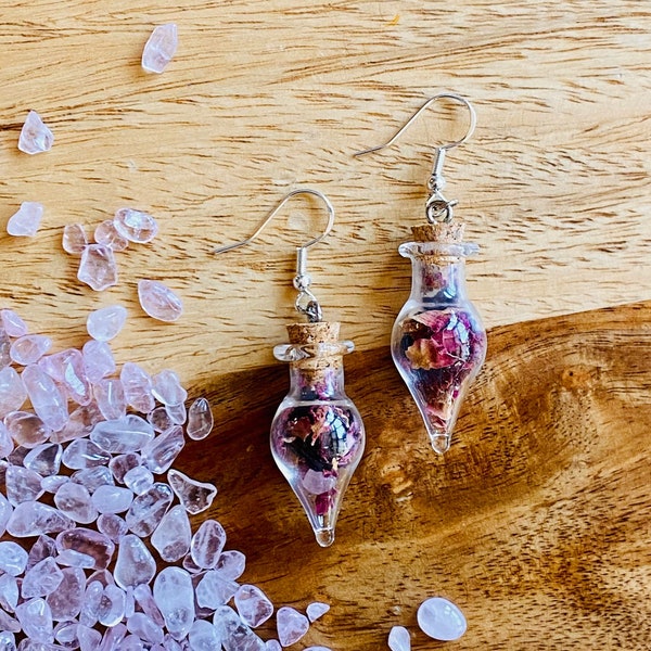 Self Love Witch Bottle Earrings w/ 925 Sterling Silver Hooks | Witchy Earrings | Witchy Jewelry | Witchy Gifts | Self Love Spell