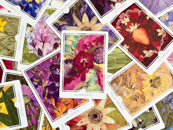 The Pressed Flower Tarot Card Deck | Beautiful Floral Botanical Nature Plant Unique Handmade Tarot Cards Original Indie Design