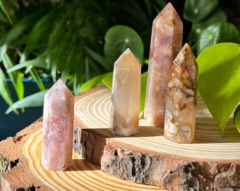 Sakura Onyx Crystal Tower | ethically sourced 2-3" cherry blossom onyx obelisk | flower agate tower | sakura stone | relationship crystal