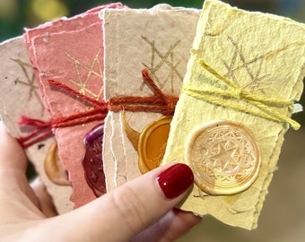 Wish Sigils | Handmade Paper Magick Tokens w/ Herbs and Wax Seals | Blessed Be Sigil | Handmade Recycled Paper | Sealed Intention Token