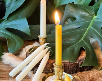 White and Yellow Beeswax Chime Candles - Gorgeous Homemade Witch/Pagan/Wiccan Candles for Manifestation, Ritual and Spell Casting