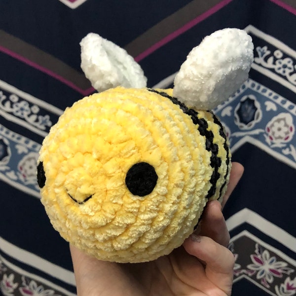 Small velvety soft amigurumi bee