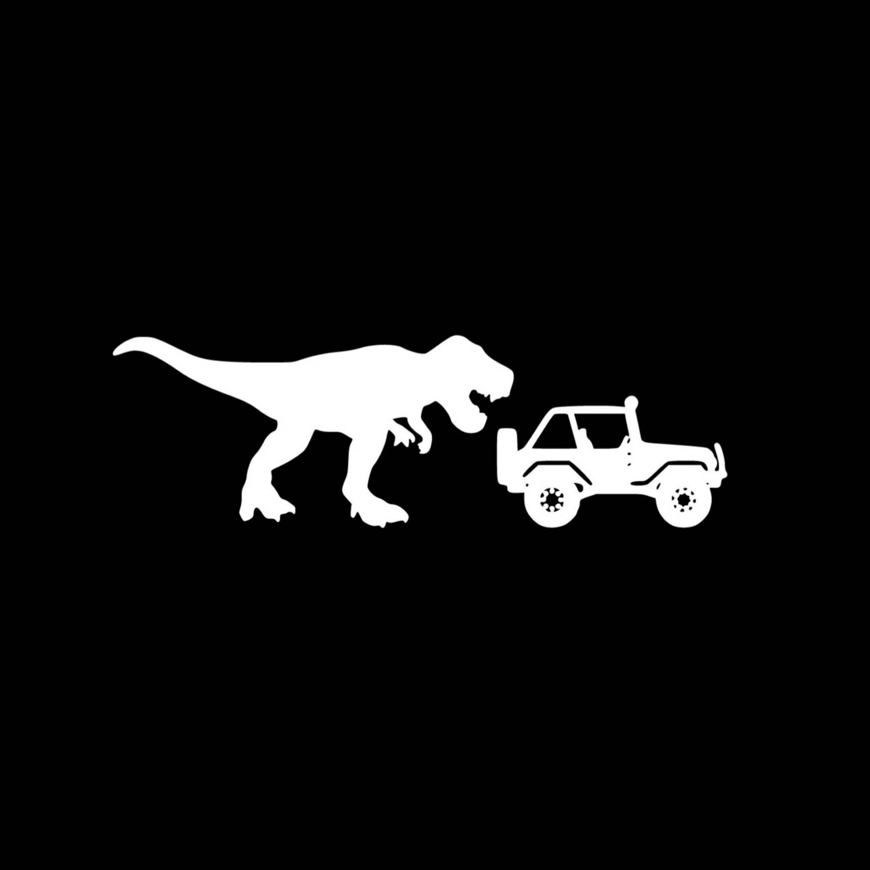 T Rex Dinosaur Chasing Jeep Vinyl Decal Etsy
