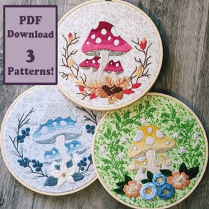 Mushroom Seasons Embroidery Patterns PDF Download