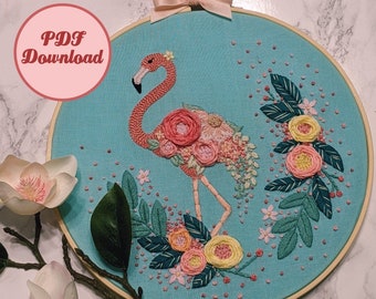 Flamingo Embroidery Pattern PDF Download