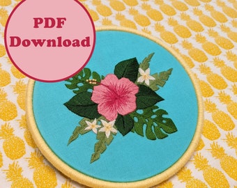 Hibiscus Flower Embroidery Pattern PDF Download