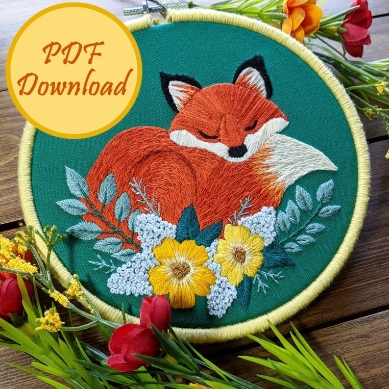 Fox Embroidery Pattern PDF Download - Etsy