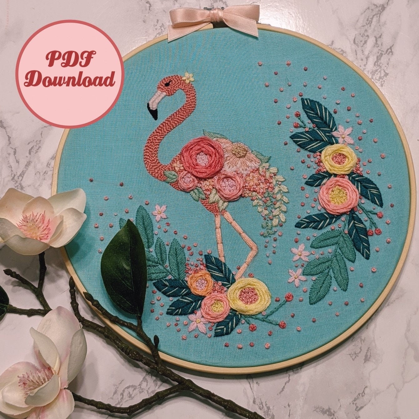 For Flamingo Embroidery Pattern